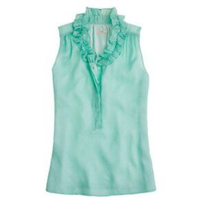EUC J.Crew Naomi Sleeveless Silk Flutter Blouse Top Mint Size 0